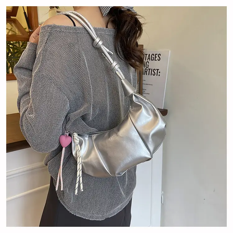 Women's White Crossbody Bag with Pink Embroidery — feature 20