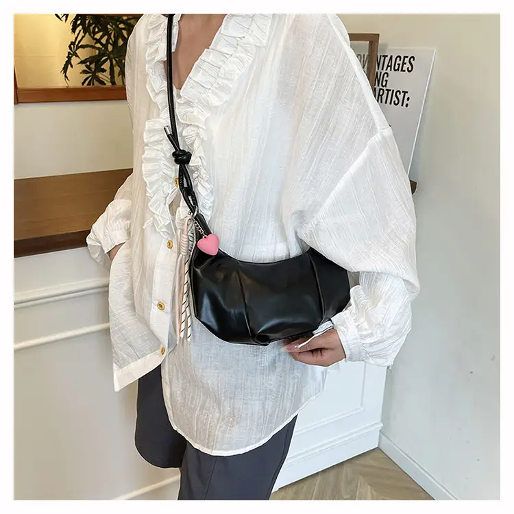 Women's White Crossbody Bag with Pink Embroidery — feature 23