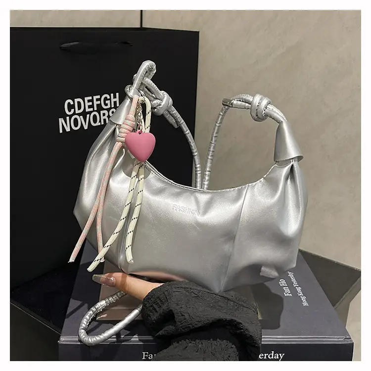 Women's White Crossbody Bag with Pink Embroidery — feature 25