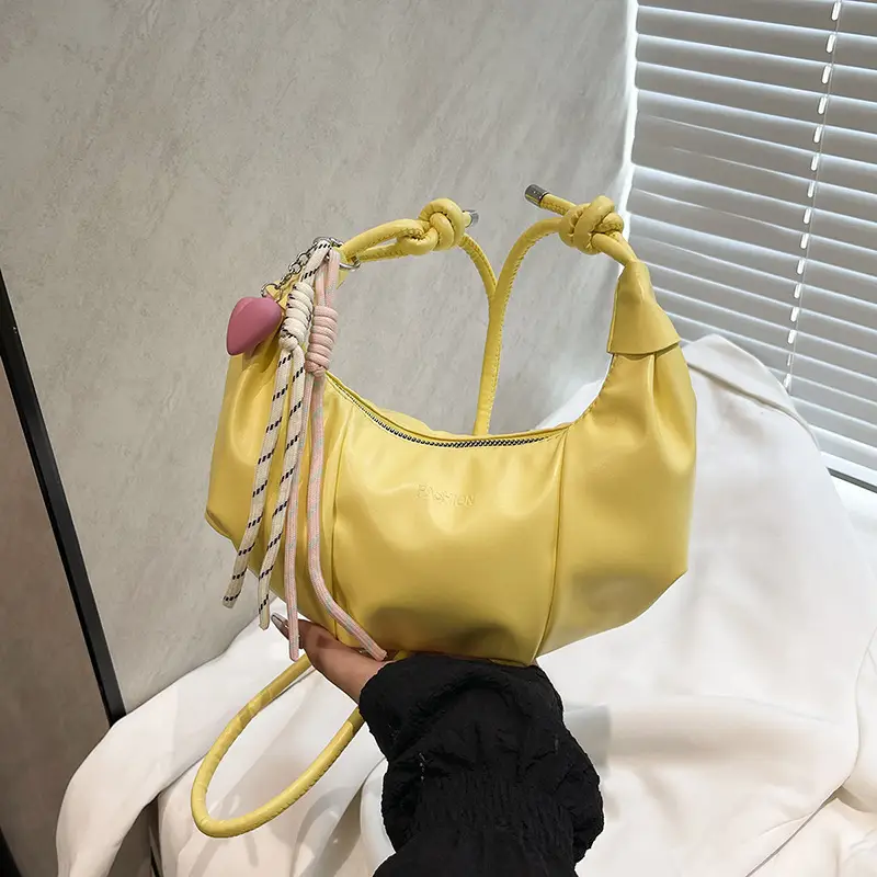Women's White Crossbody Bag with Pink Embroidery - Image 7