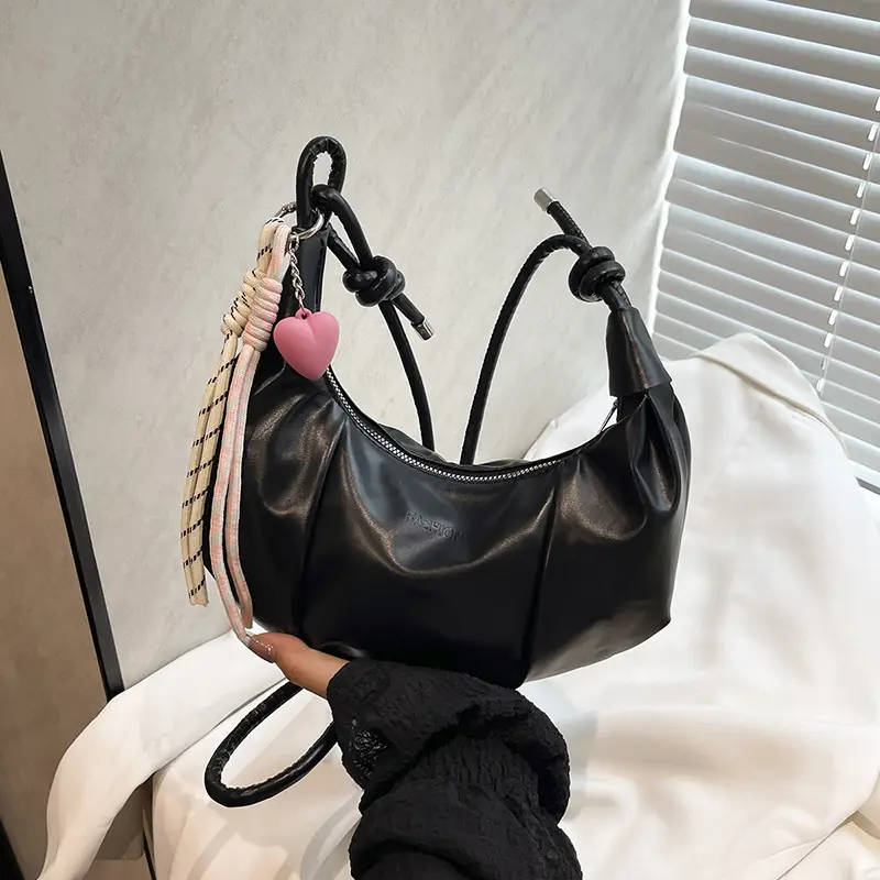 Women's White Crossbody Bag with Pink Embroidery - Image 8