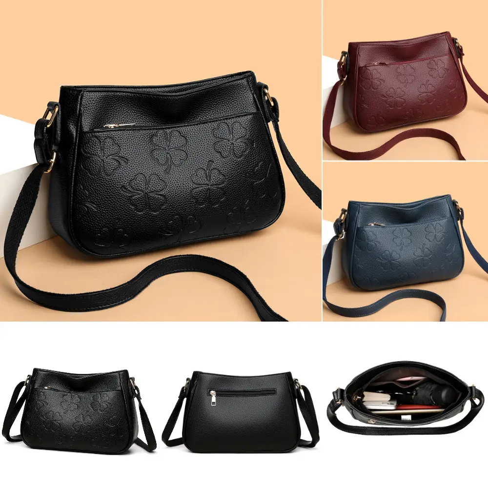 2026 Embossed Mom Bag Shoulder Crossbody Black - Image 4