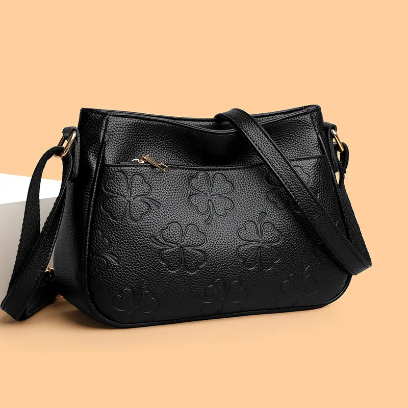 2026 Embossed Mom Bag Shoulder Crossbody Black - Image 5