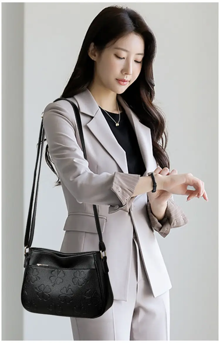 2026 Embossed Mom Bag Shoulder Crossbody Black — feature 13