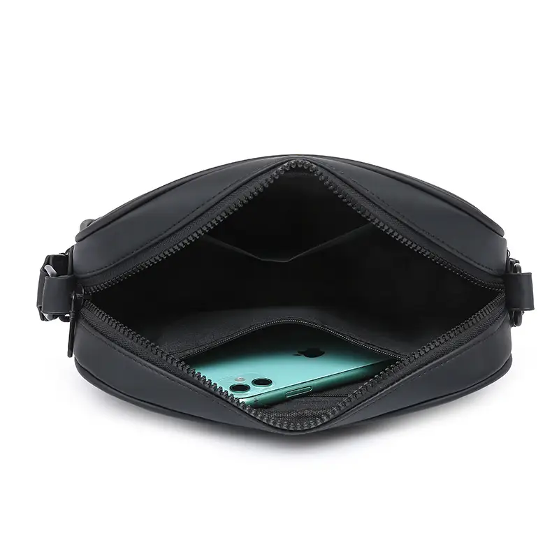 Trendy Men's Black Crossbody Bags with Diamond Pattern