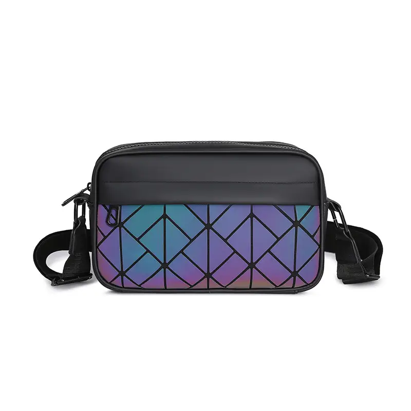 Trendy Men's Black Crossbody Bags with Diamond Pattern