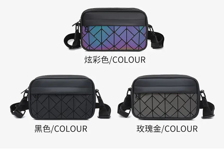 Trendy Men's Black Crossbody Bags with Diamond Pattern — feature 14