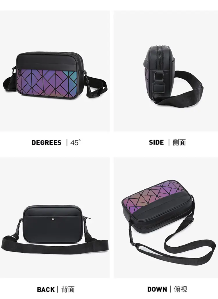 Trendy Men's Black Crossbody Bags with Diamond Pattern — feature 16