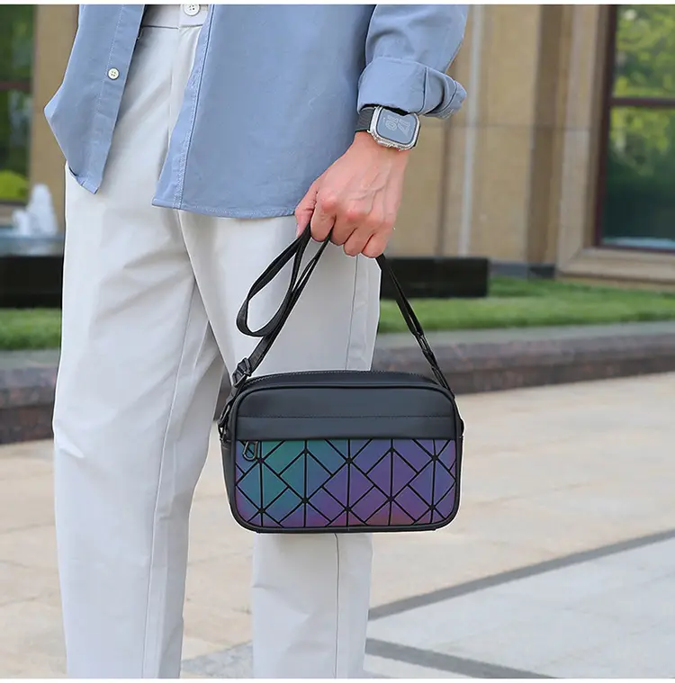 Trendy Men's Black Crossbody Bags with Diamond Pattern — feature 18