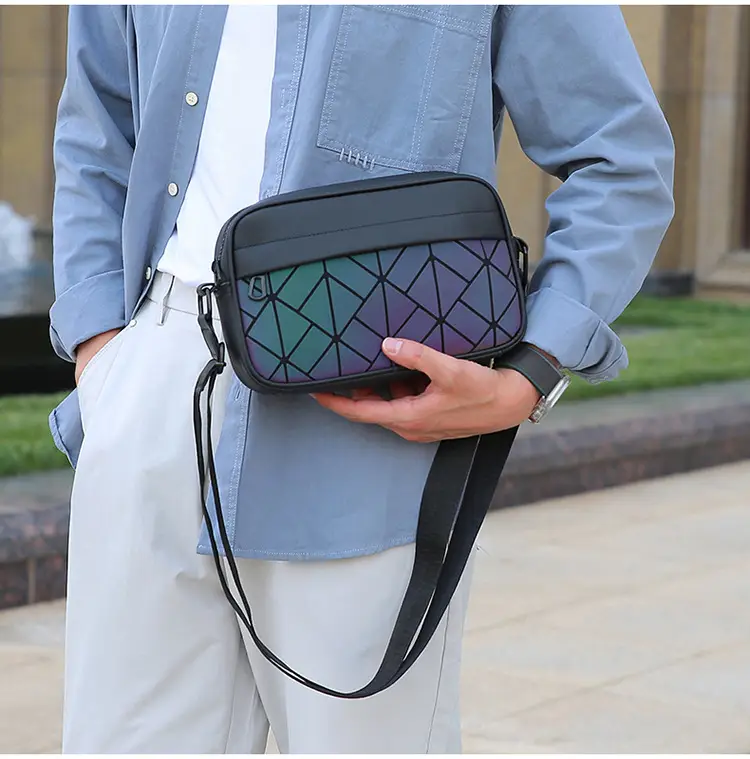 Trendy Men's Black Crossbody Bags with Diamond Pattern — feature 19