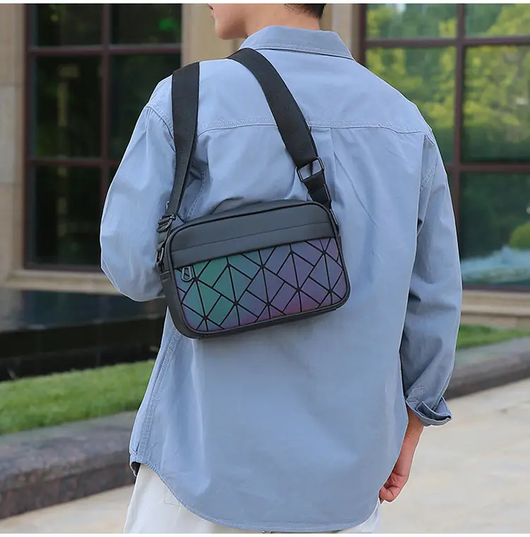 Trendy Men's Black Crossbody Bags with Diamond Pattern — feature 20
