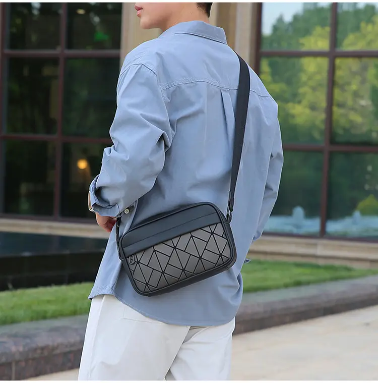 Trendy Men's Black Crossbody Bags with Diamond Pattern — feature 23