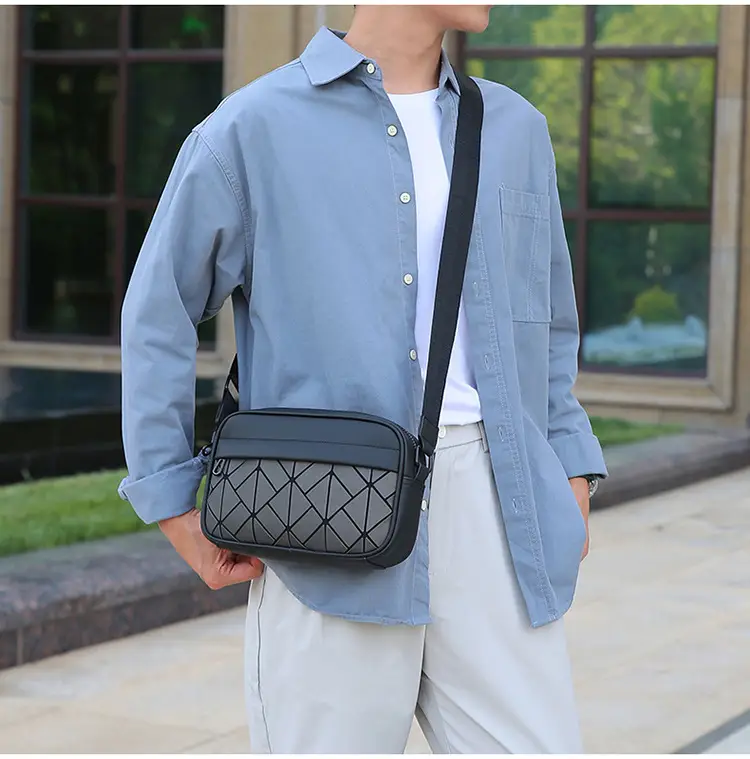 Trendy Men's Black Crossbody Bags with Diamond Pattern — feature 24
