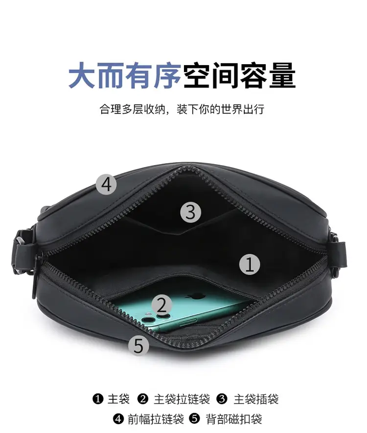 Trendy Men's Black Crossbody Bags with Diamond Pattern — feature 6