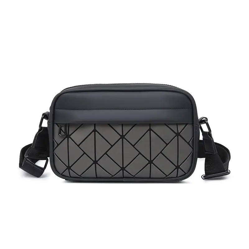 Trendy Men's Black Crossbody Bags with Diamond Pattern