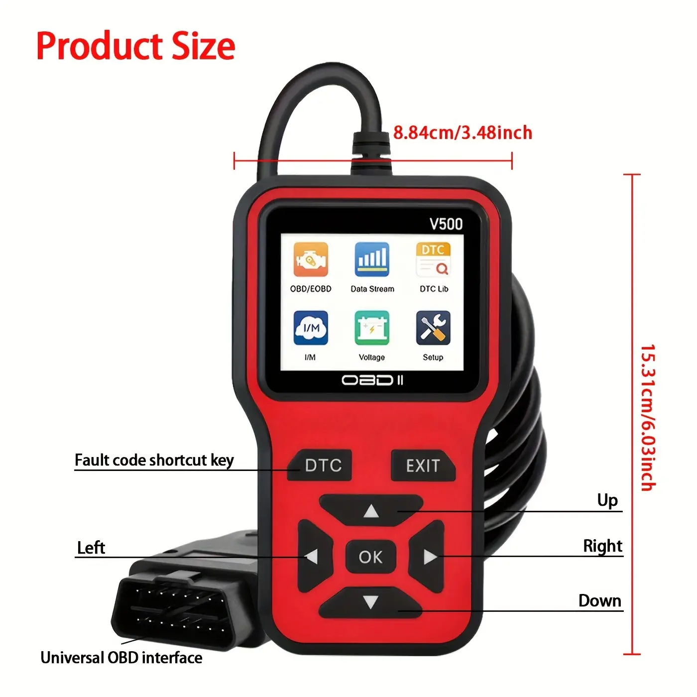 V500 Car Fault Detector Diagnostic Instrument with Universal Display - Image 6