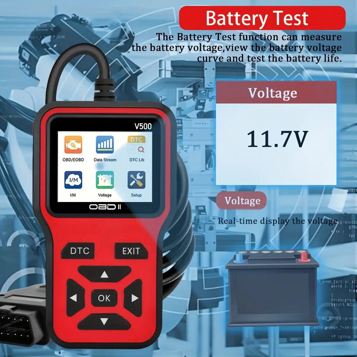 V500 Car Fault Detector Diagnostic Instrument with Universal Display — feature 5