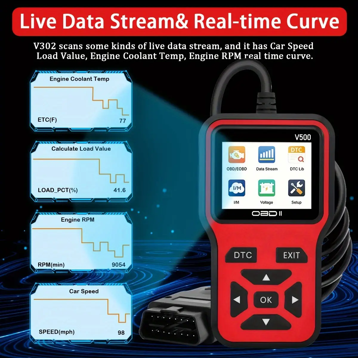 V500 Car Fault Detector Diagnostic Instrument with Universal Display — feature 7
