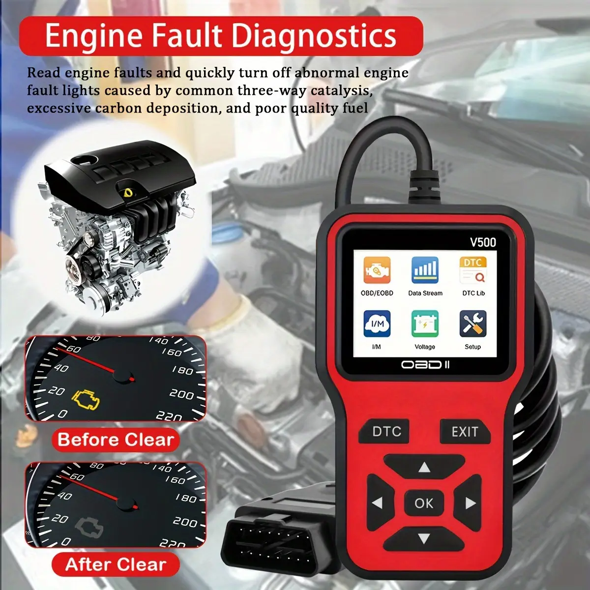 V500 Car Fault Detector Diagnostic Instrument with Universal Display — feature 8