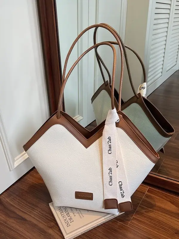 Women's Large Capacity Cross-Border Shoulder Bag Navy White