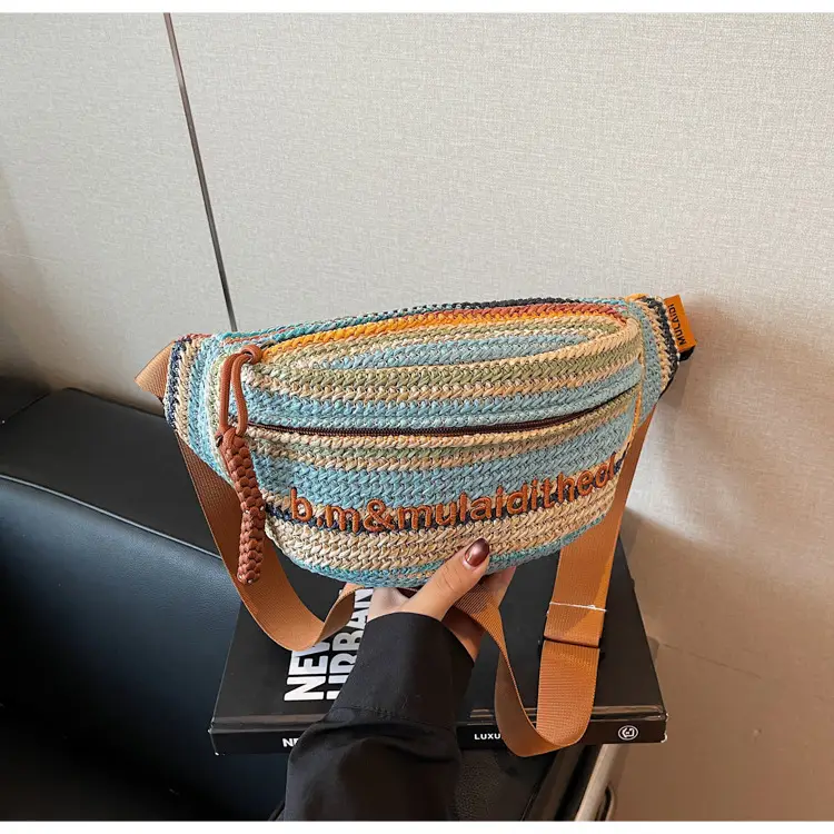 Women Crossbody Bag Gray Striped Embroidered 2025 — feature 20