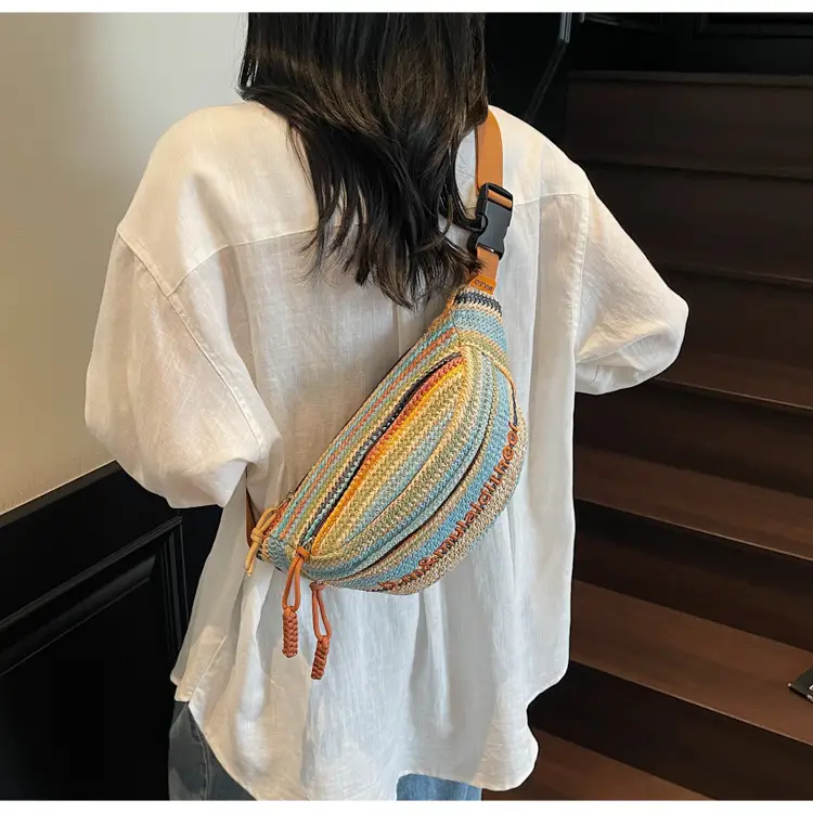Women Crossbody Bag Gray Striped Embroidered 2025 — feature 26