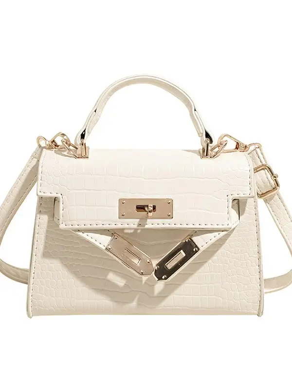Brown Croc Leather Satchel Bag for Women 2025