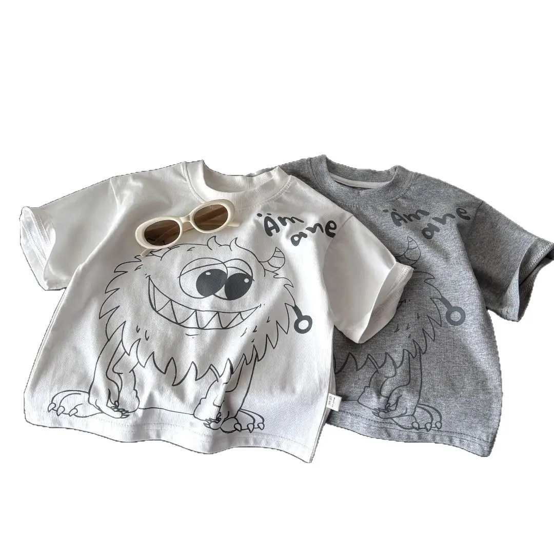 Boys Kids Short Sleeve Cotton T-Shirt Grey 2025