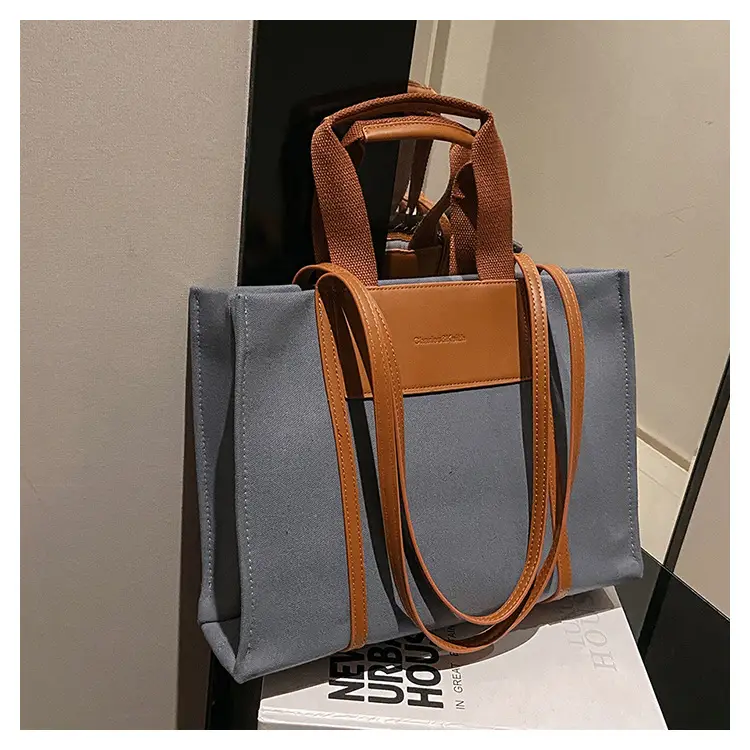 Cross-Border Canvas Shoulder Bag for Women Black White — feature 18