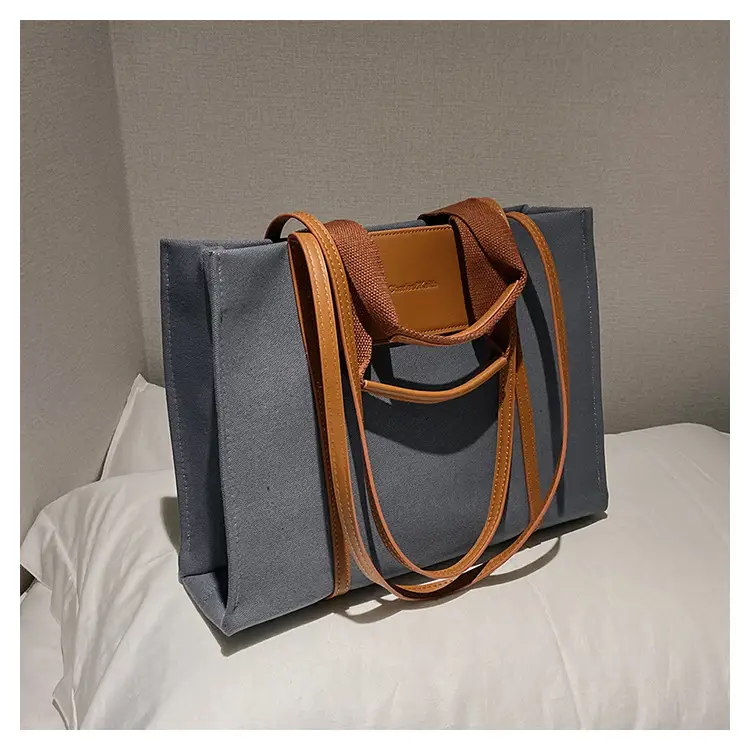 Cross-Border Canvas Shoulder Bag for Women Black White — feature 22