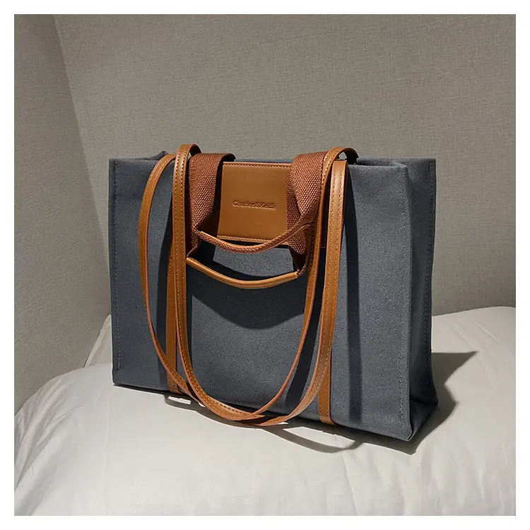 Cross-Border Canvas Shoulder Bag for Women Black White — feature 23