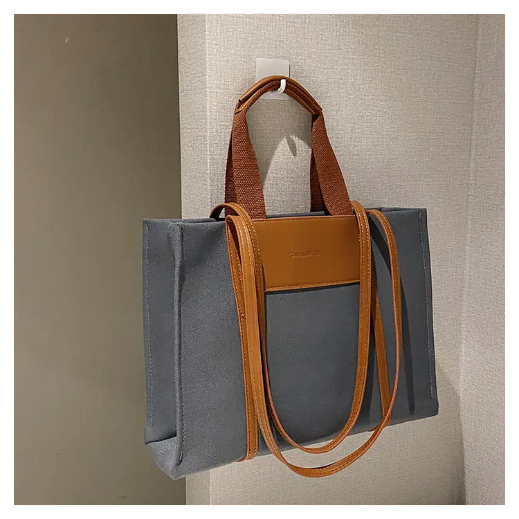 Cross-Border Canvas Shoulder Bag for Women Black White — feature 24