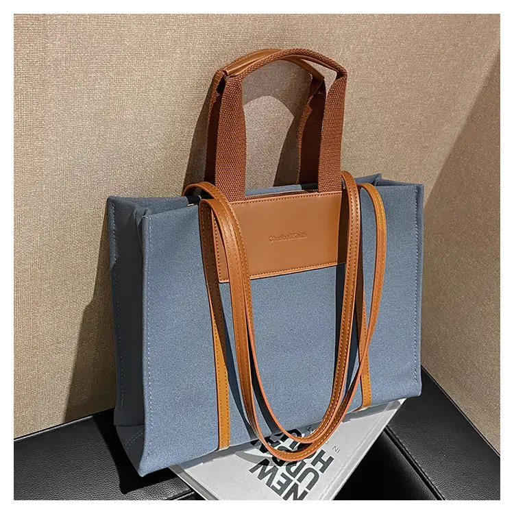Cross-Border Canvas Shoulder Bag for Women Black White — feature 30