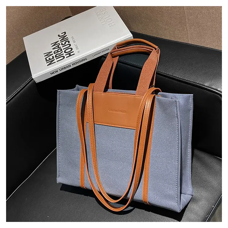 Cross-Border Canvas Shoulder Bag for Women Black White — feature 32