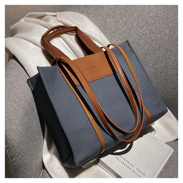 Cross-Border Canvas Shoulder Bag for Women Black White — feature 47