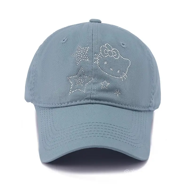 Korean Style Blue Cat Embroidered Baseball Cap - Image 15