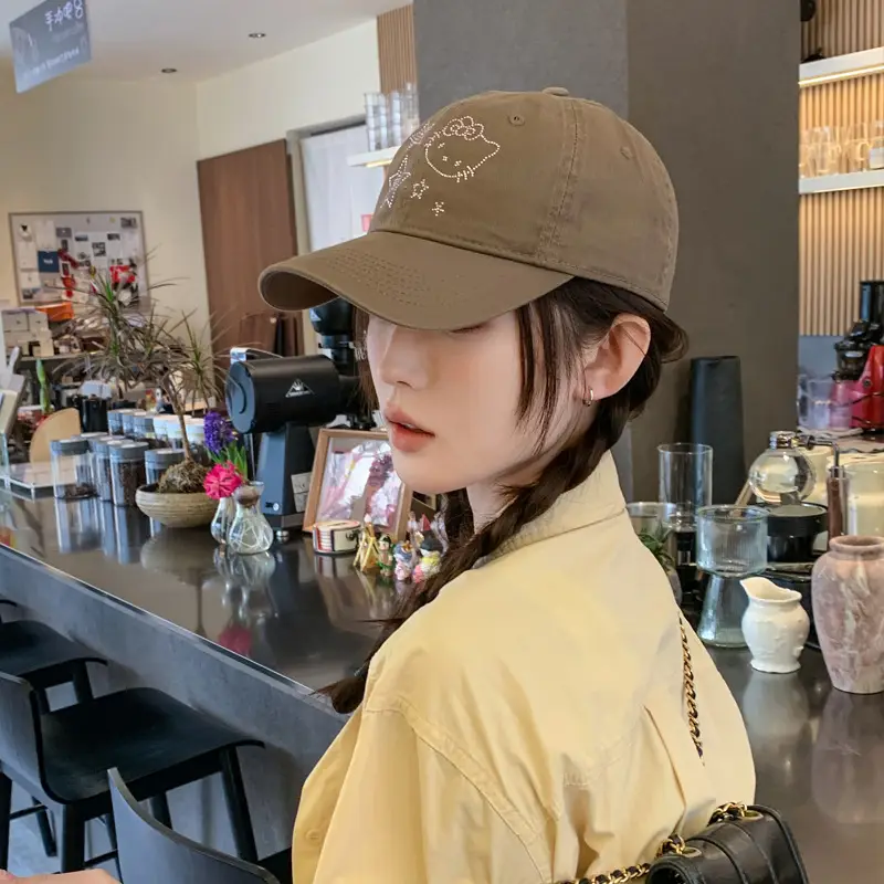 Korean Style Blue Cat Embroidered Baseball Cap — feature 2
