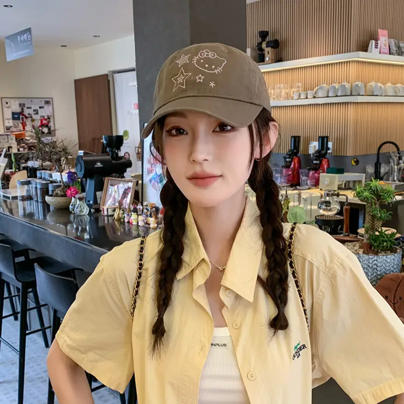 Korean Style Blue Cat Embroidered Baseball Cap — feature 3