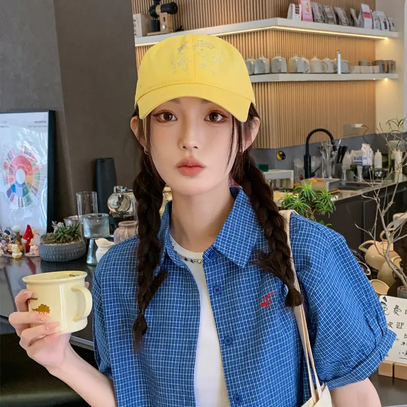 Korean Style Blue Cat Embroidered Baseball Cap — feature 5