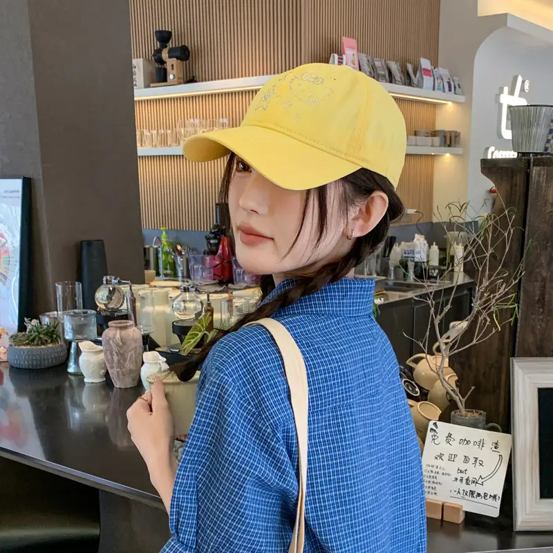 Korean Style Blue Cat Embroidered Baseball Cap — feature 6