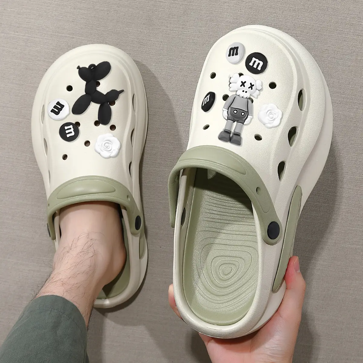 Women's Croc Sandals Cream Non-Slip Summer - Image 23