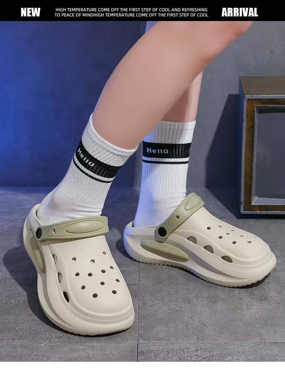 Women's Croc Sandals Cream Non-Slip Summer — feature 30