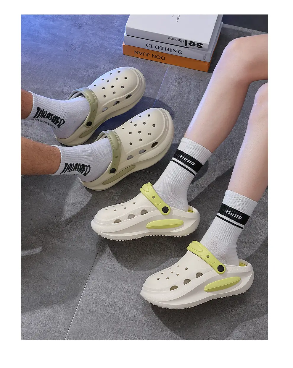 Women's Croc Sandals Cream Non-Slip Summer — feature 31