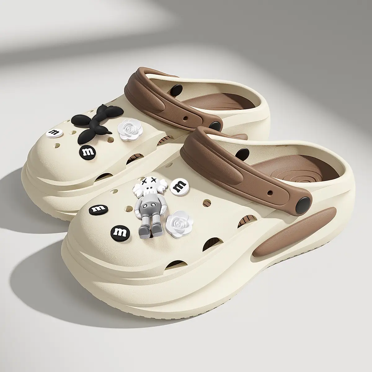 Women's Croc Sandals Cream Non-Slip Summer - Image 11