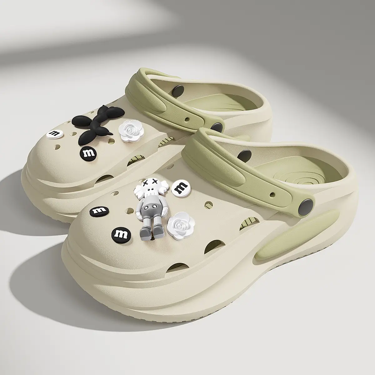 Women's Croc Sandals Cream Non-Slip Summer - Image 12
