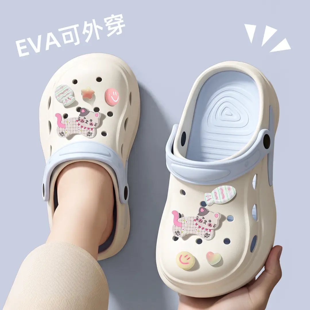 Croc Shoes Women's Outer Wear Non-Slip Eva Sandals Summer Spring and Summer Sandals Breathable Thick-Soled Toe-Cap Slippers Women's Wholesale