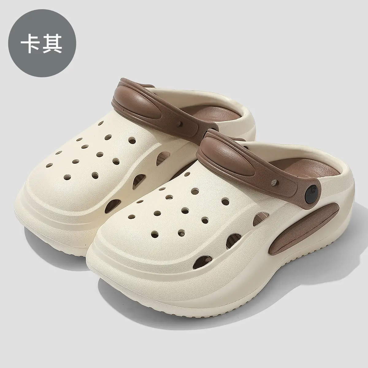 Women's Croc Sandals Cream Non-Slip Summer - Image 5