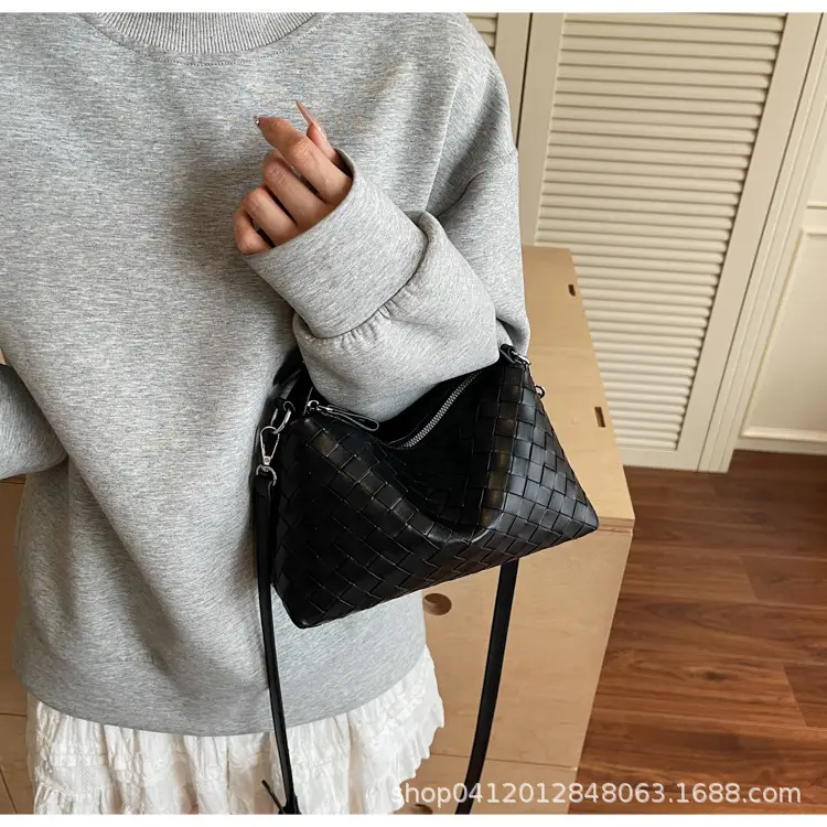 Women Handheld Woven Leather Bag Tan Single Shoulder — feature 22
