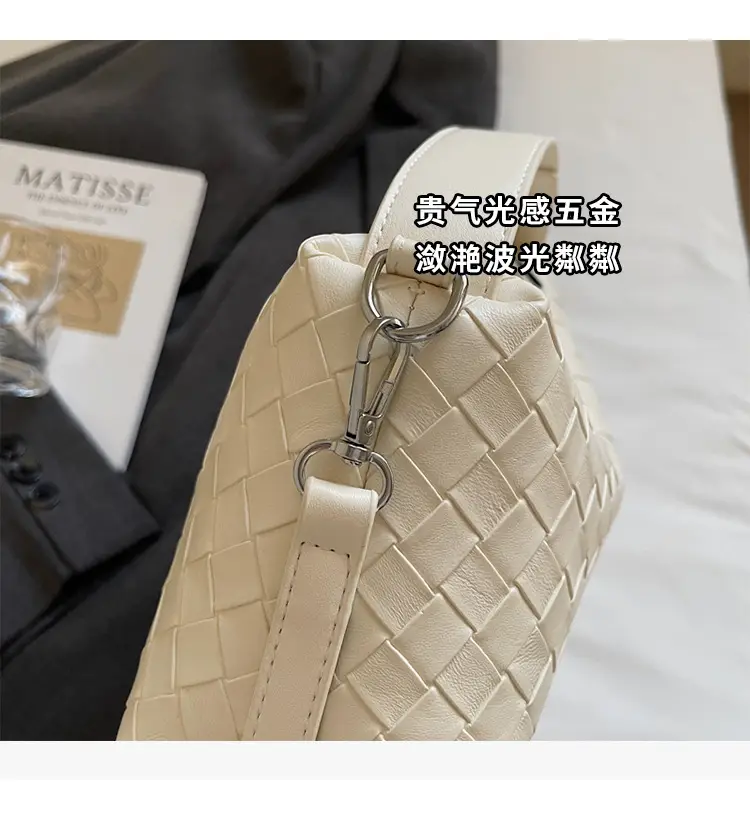 Women Handheld Woven Leather Bag Tan Single Shoulder — feature 4