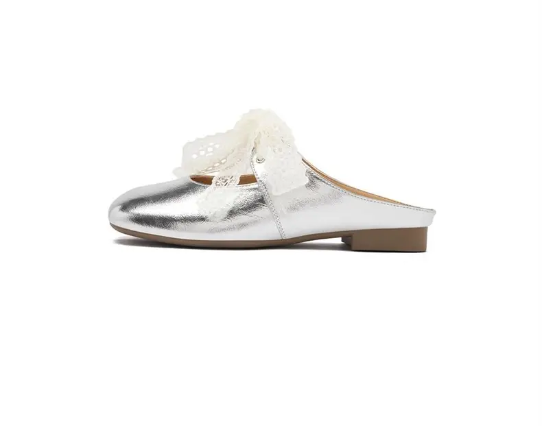 High-Appearance Closed-Toe Slippers for Women, Summer Outdoor Wear, 2026 New Summer Style, Suitable for Pairing with Skirts, Silver Bow Half-Slippers — feature 11